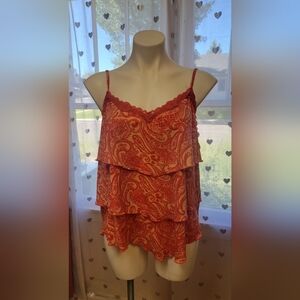 #19 Lane Bryant Pink/Red Camisole with Orange/Beige Pattern 18/20